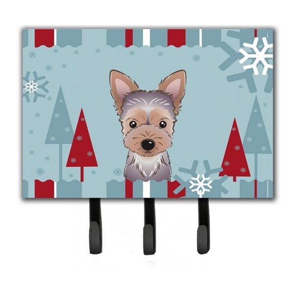 Jensendistributionservices Winter Holiday Yorkie Puppy Leash & Key Holder - MI2088678