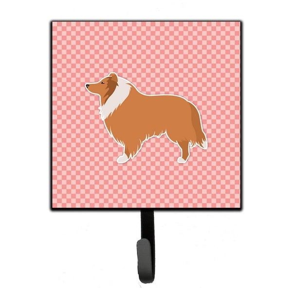 Carolines Treasures Collie Checkerboard Pink Leash or Key Holder - BB3616SH4
