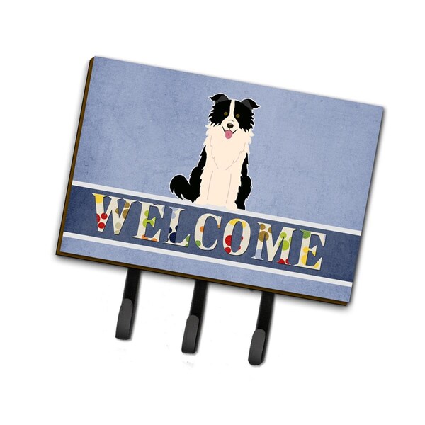 Carolines Treasures Border Collie Black & White Welcome Leash or Key Holder - BB5699TH68