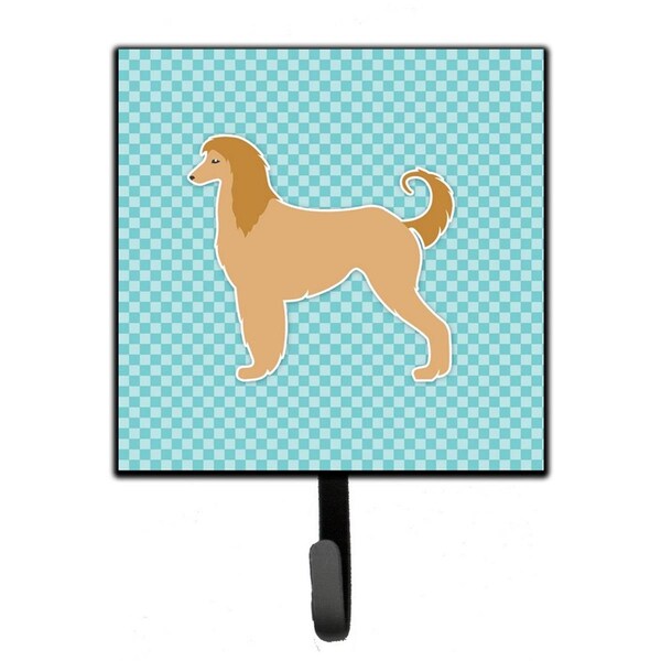 Carolines Treasures Afghan Hound Checkerboard Blue Leash or Key Holder - BB3706SH4
