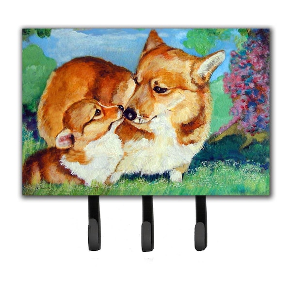 Carolines Treasures Corgi Mommas Love Leash or Key Holder - 7412TH68