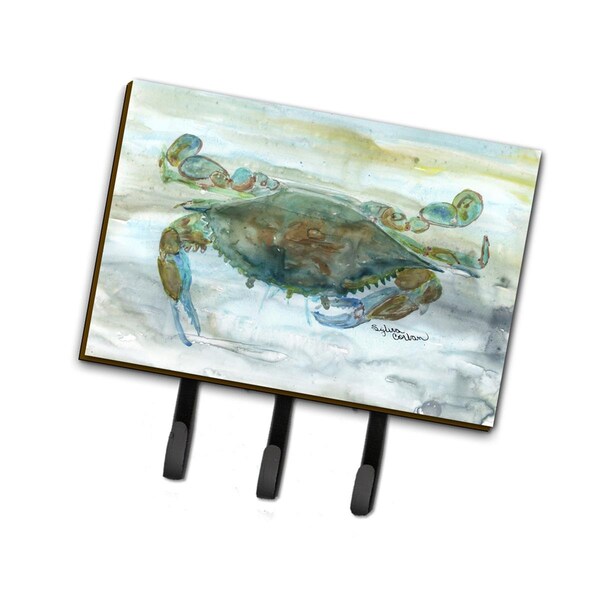 Carolines Treasures 6 x 2 x 9 in. Crab a Leg Up Watercolor Leash or Key Holder - SC2002TH68