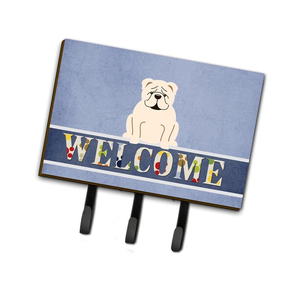 Carolines Treasures English Bulldog White Welcome Leash or Key Holder - BB5704TH68