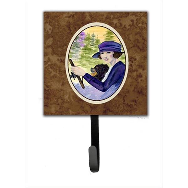 Micasa 4.25 x 6 in. Lady Driving with Her Pomeranian Leash Or Key Hook - MI712887