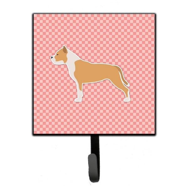 Carolines Treasures Staffordshire Bull Terrier Checkerboard Pink Leash or Key Holder - BB3654SH4
