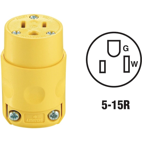 Conector de cable de grado residencial de 2 polos y 3 cables de 15A 125V - 000-515CV