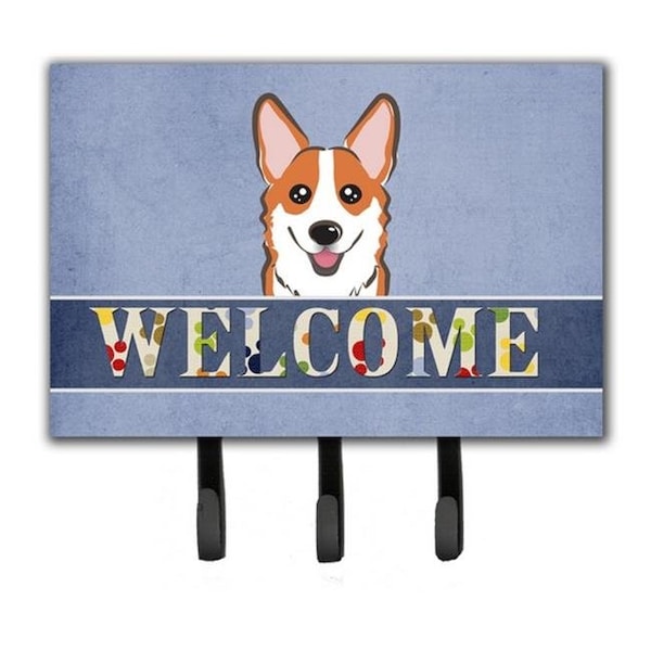 Carolines Treasures Carolines Treasures BB1440TH68 Red Corgi Welcome Leash & Key Holder - BB1440TH68