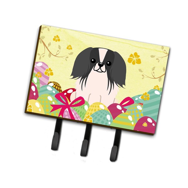Jensendistributionservices Easter Eggs Pekingnese Black & White Leash or Key Holder - MI2102538