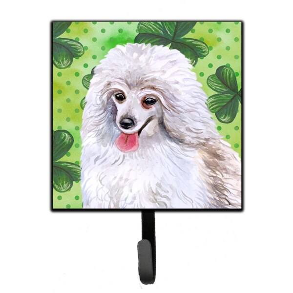 Carolines Treasures Medium White Poodle St Patricks Leash or Key Holder - BB9857SH4