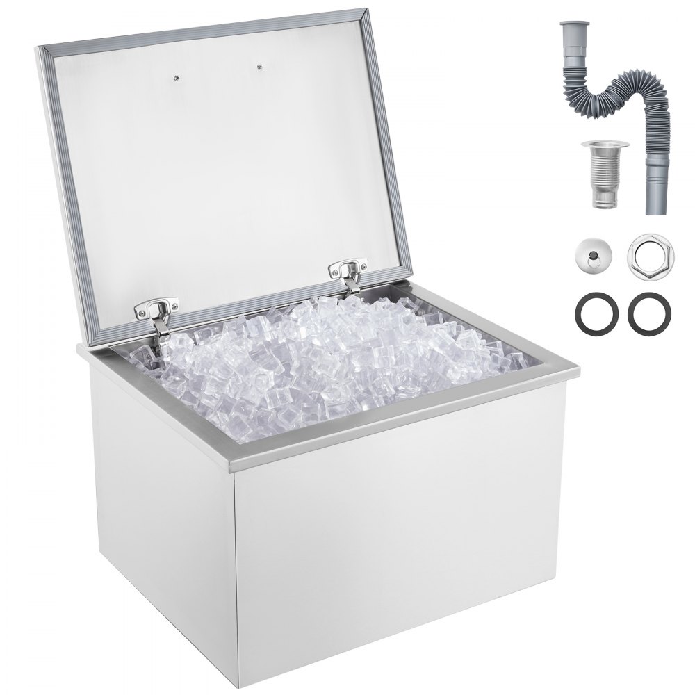 VEVOR 40Quart Drop in Ice Chest Ice Cooler Ice Bin Stainless Steel 20"x16"x14.6" - QRSCBCBXGBXGSEN56V0