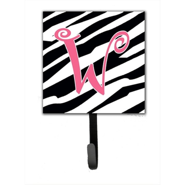 Carolines Treasures 4.25 x 6 in. Letter W Initial Monogram Zebra Stripe and Pink Leash Or Key Hook - CJ1037-WSH4