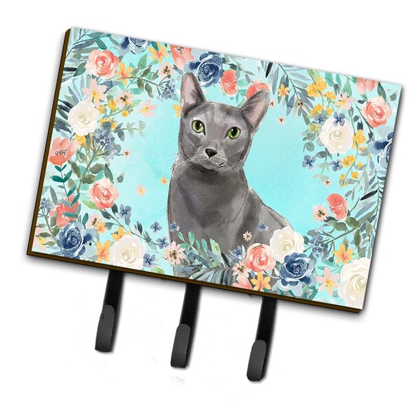 Carolines Treasures Blue Russian Spring Flowers Leash or Key Holder - CK3390TH68