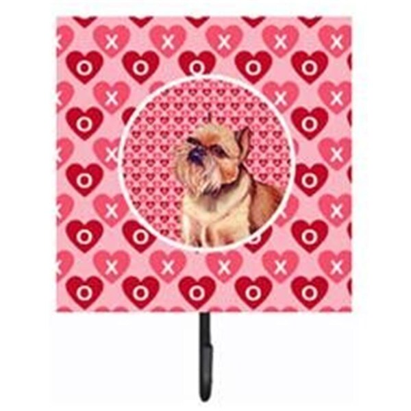 Jensendistributionservices 4.25 x 7 in. Brussels Griffon Valentines Love and Hearts Leash Or Key Holder - MI1654339