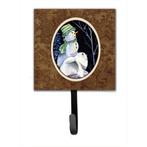 Jensendistributionservices 4.25 x 6 in. Snowman with Keeshond Leash Or Key Hook - MI1657258