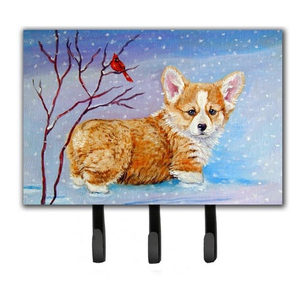 Micasa Corgi Pup Snow Cardinal Leash & Key Holder - MI251622