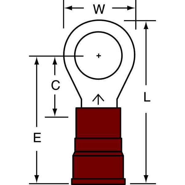Terminal de anillo de vinilo de calibre 16-14 AWG #6 de 3M Scotchlok - paquete de 100 - MVU14-6R/SX