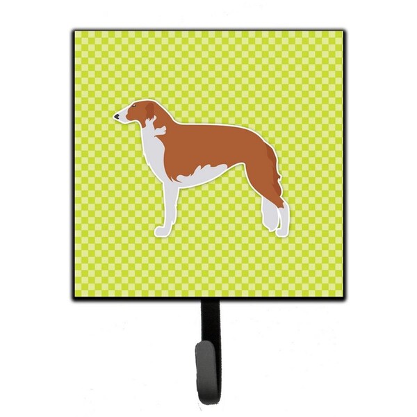 Carolines Treasures Borzoi Russian Greyhound Checkerboard Green Leash or Key Holder - BB3799SH4