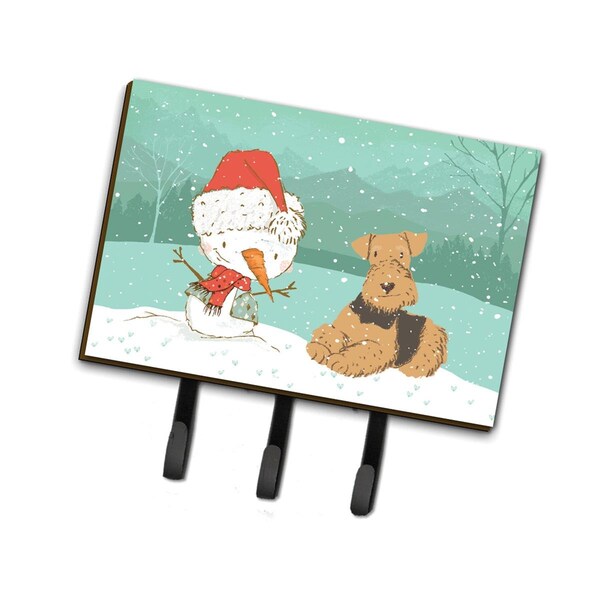 Carolines Treasures Airedale Terrier Snowman Christmas Leash or Key Holder - CK2078TH68