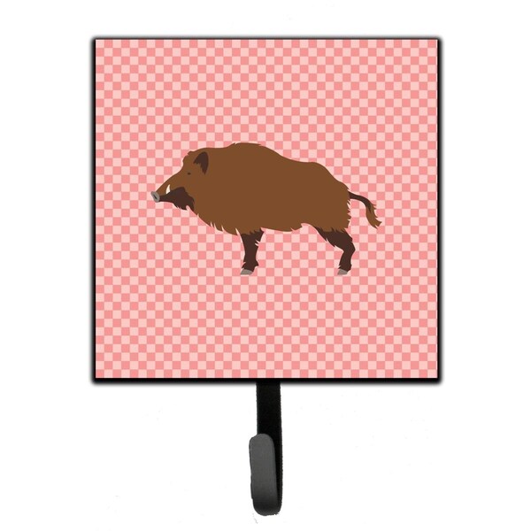 Carolines Treasures Wild Boar Pig Pink Check Leash or Key Holder - BB7936SH4