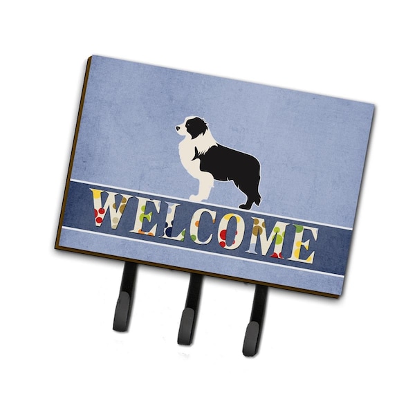 Carolines Treasures Black Border Collie Welcome Leash or Key Holder - BB5527TH68