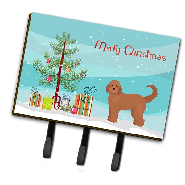 Carolines Treasures Tan Goldendoodle Christmas Tree Leash or Key Holder - CK3839TH68