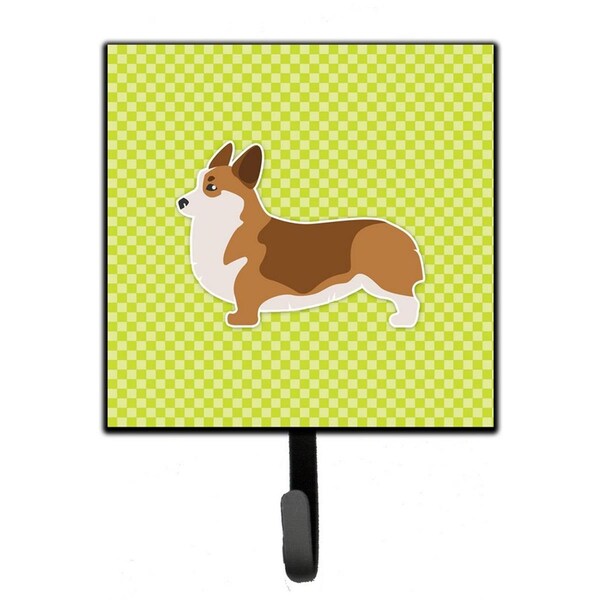 Carolines Treasures Corgi Checkerboard Green Leash or Key Holder - BB3820SH4