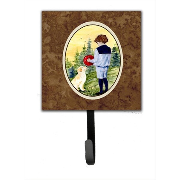 Jensendistributionservices Little Boy With His Golden Retriever Leash Holder Or Key Hook - MI1655845
