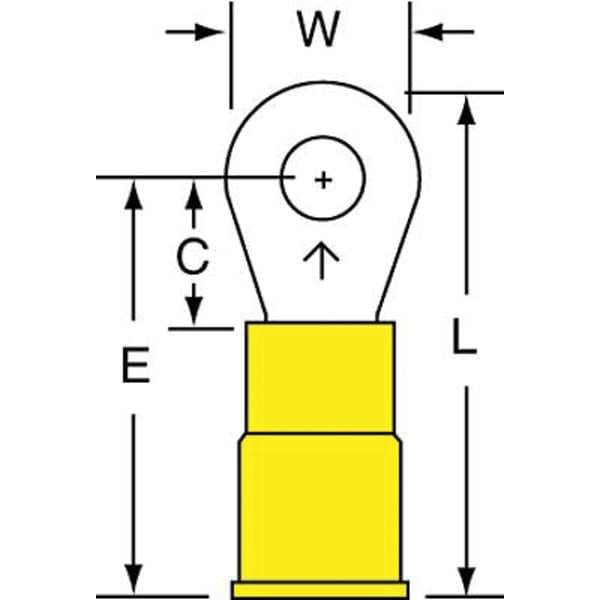 Terminal de anillo de vinilo de 3M para cableado de calibre 12-10 con perno #8, paquete de 500 - MVU10-8RK