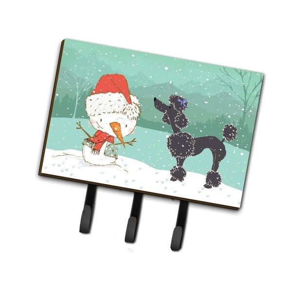 Carolines Treasures Black Poodle Snowman Christmas Leash or Key Holder - CK2064TH68