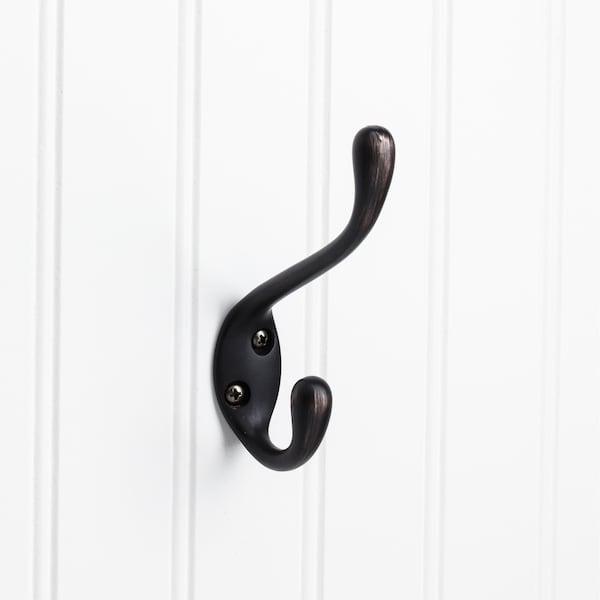 Elements By Hardware Resources 4-1/2" Brushed Oil Rubbed Bronze Large Transitional Double Prong Wall Mounted Hook - YD40-450DBAC