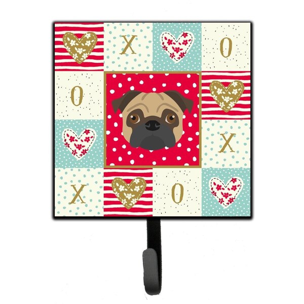 Carolines Treasures 4.25 x 1 x 7 in. Pug Love Leash or Key Holder - CK5231SH4