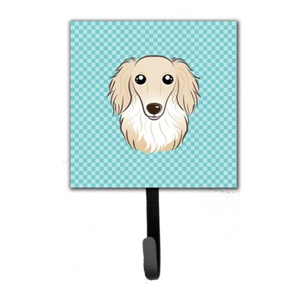Micasa Checkerboard Blue Longhair Creme Dachshund Leash & Key Holder - MI719441