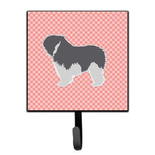 Jensendistributionservices Polish Lowland Sheepdog Dog Checkerboard Pink Leash or Key Holder - MI1715025