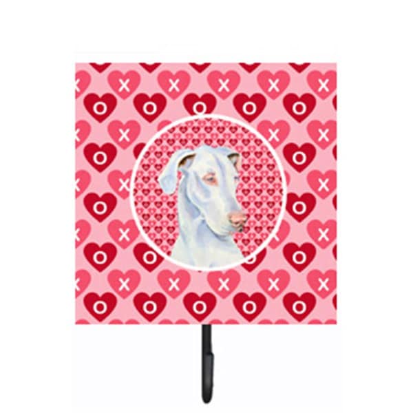 Jensendistributionservices 4.25 x 7 in. Great Dane Valentines Love and Hearts Leash Or Key Holder - MI1712590