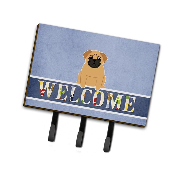 Carolines Treasures Pug Brown Welcome Leash or Key Holder - BB5588TH68
