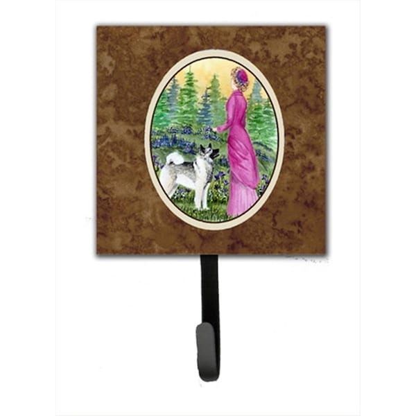 Jensendistributionservices Lady With Her Norwegian Elkhound Leash Holder Or Key Hook - MI1656045