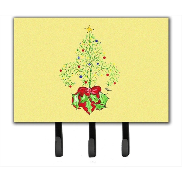 Carolines Treasures 6 x 9 in. Christmas Tree Fleur De Lis Leash or Key Holder - 8501TH68