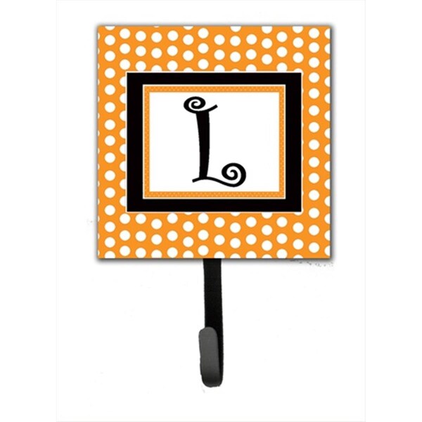 Carolines Treasures Letter L Initial Monogram - Orange Polka Dots Leash Holder Or Key Hook - CJ1033-LSH4