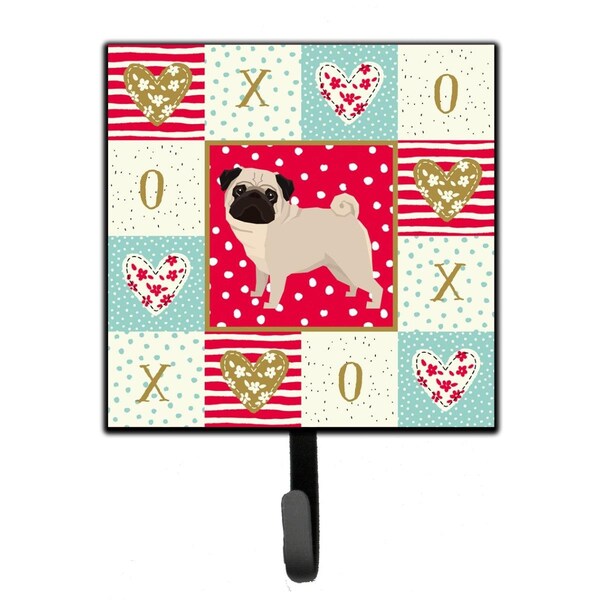 Jensendistributionservices 4.25 x 1 x 7 in. Pug Love Leash or Key Holder - MI1717414
