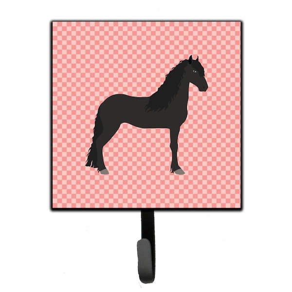 Carolines Treasures Friesian Horse Pink Check Leash or Key Holder - BB7915SH4
