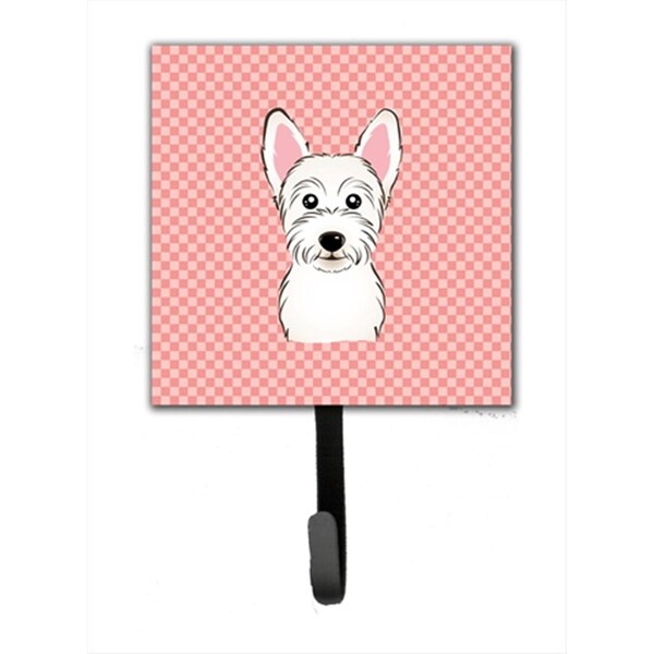 Jensendistributionservices Checkerboard Pink Westie Leash Or Key Holder, 4.25 W x 7 H In. - MI632107