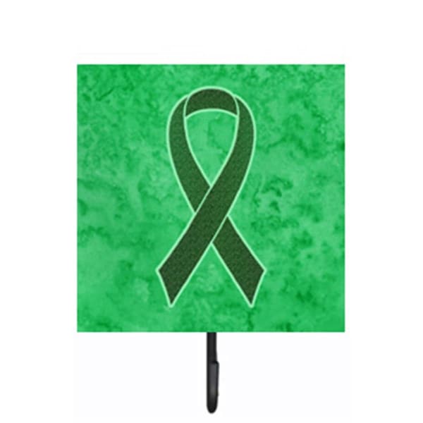Jensendistributionservices 4.25 W x 7 H In. Emerald Green Ribbon for Liver Cancer Awareness Leash or Key Holder - MI1716455