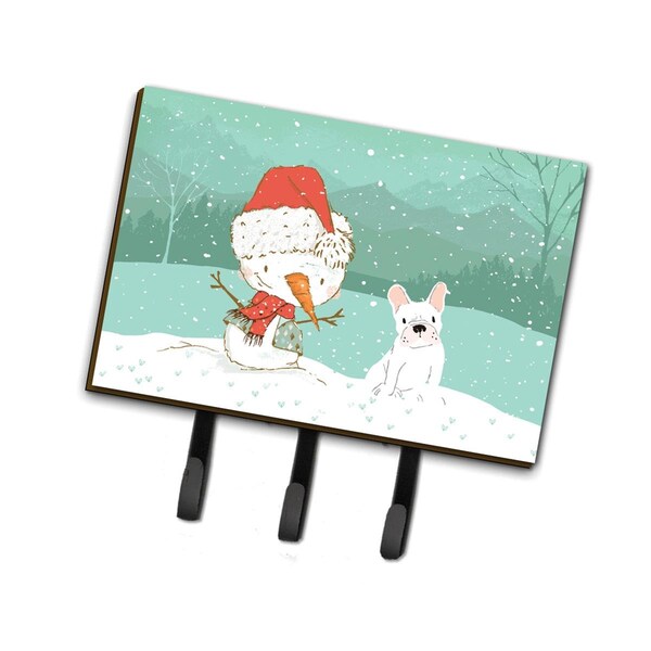 Jensendistributionservices White French Bulldog Snowman Christmas Leash or Key Holder - MI1721298