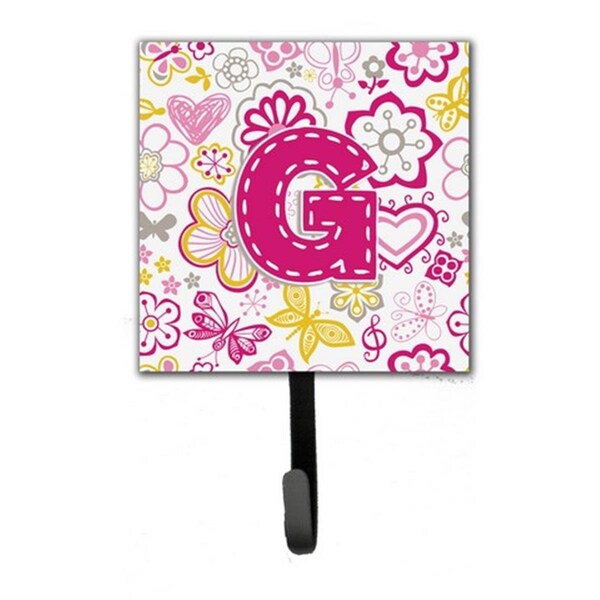 Jensendistributionservices Letter G Flowers And Butterflies Pink Leash & Key Holder - MI1719445