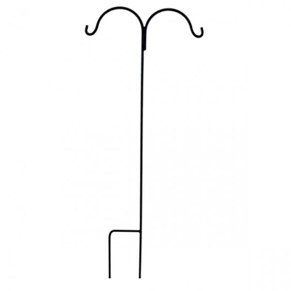 Eat-In 64 in. Green Thumb Double Round Shepherds Hook, Black - Powder Coated Steel - EA2067787