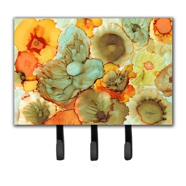 Jensendistributionservices Abstract Flowers Teal & Orange Leash or Key Holder - MI1715842