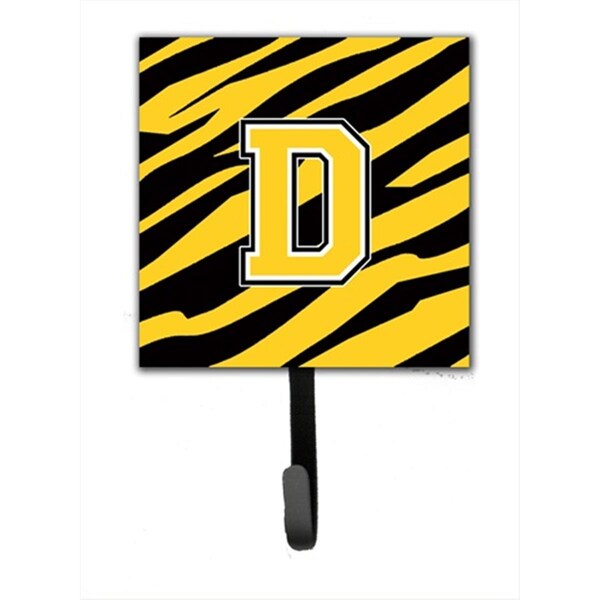 Carolines Treasures Letter D Initial Monogram - Tiger Stripe - Black Gold Leash Holder Or Key Hook - CJ1026-DSH4