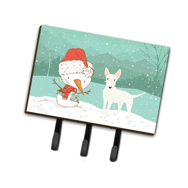 Jensendistributionservices White Bull Terrier Snowman Christmas Leash or Key Holder - MI1716723