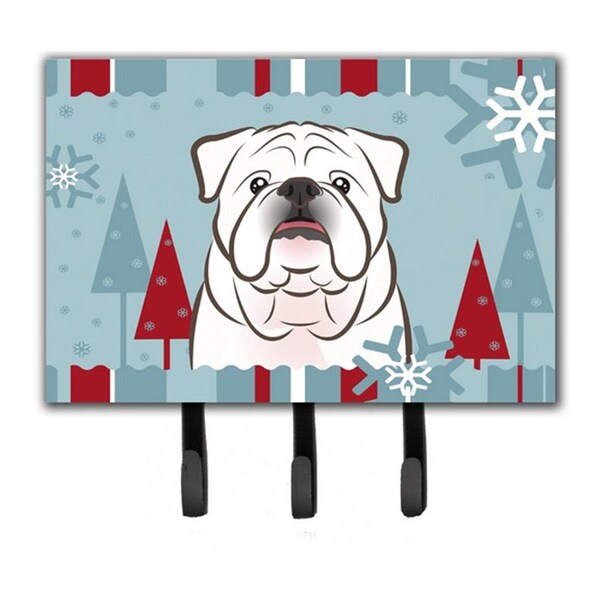 Jensendistributionservices Winter Holiday White English Bulldog Leash & Key Holder - MI1719834