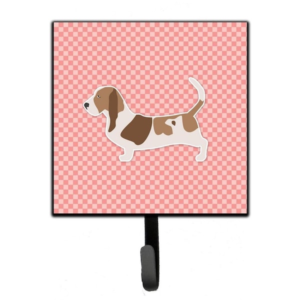 Micasa Basset Hound Checkerboard Pink Leash or Key Holder - MI224833